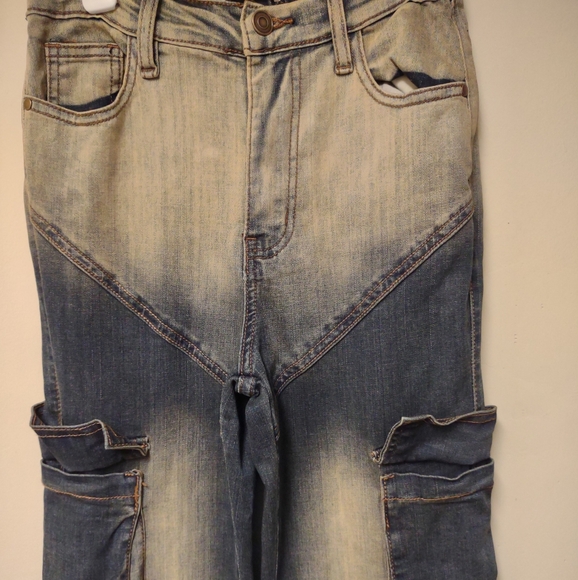 Mebon Women's Bleached Denim Cargo Bootcut Jeans Size 1 - Picture 3 of 10
